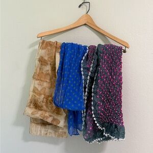 Bundle of 3 Boho Scarves – Sheer Polka Dot, Tie-Dye, Textured